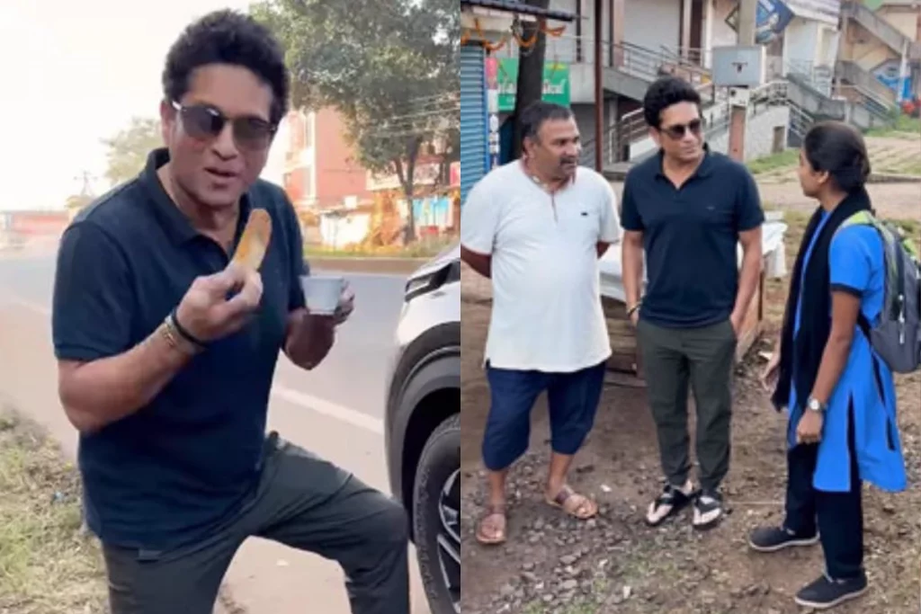 Sachin Tendulkar God of Cricket steps down on road with son Arjun for a special reason while travelling Watch Video