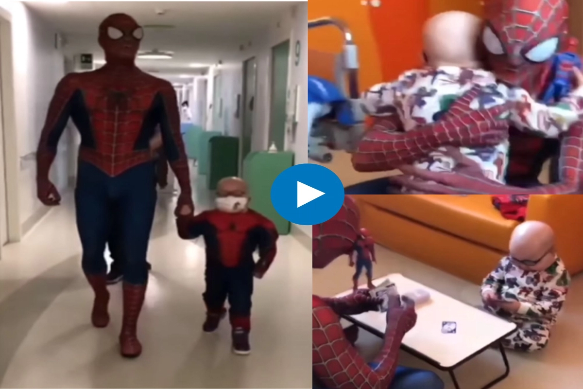 Viral Video: Spider man look a like surprises cute little boy in a  hospital', netizen say ' the most beautiful thing we've ever seen'