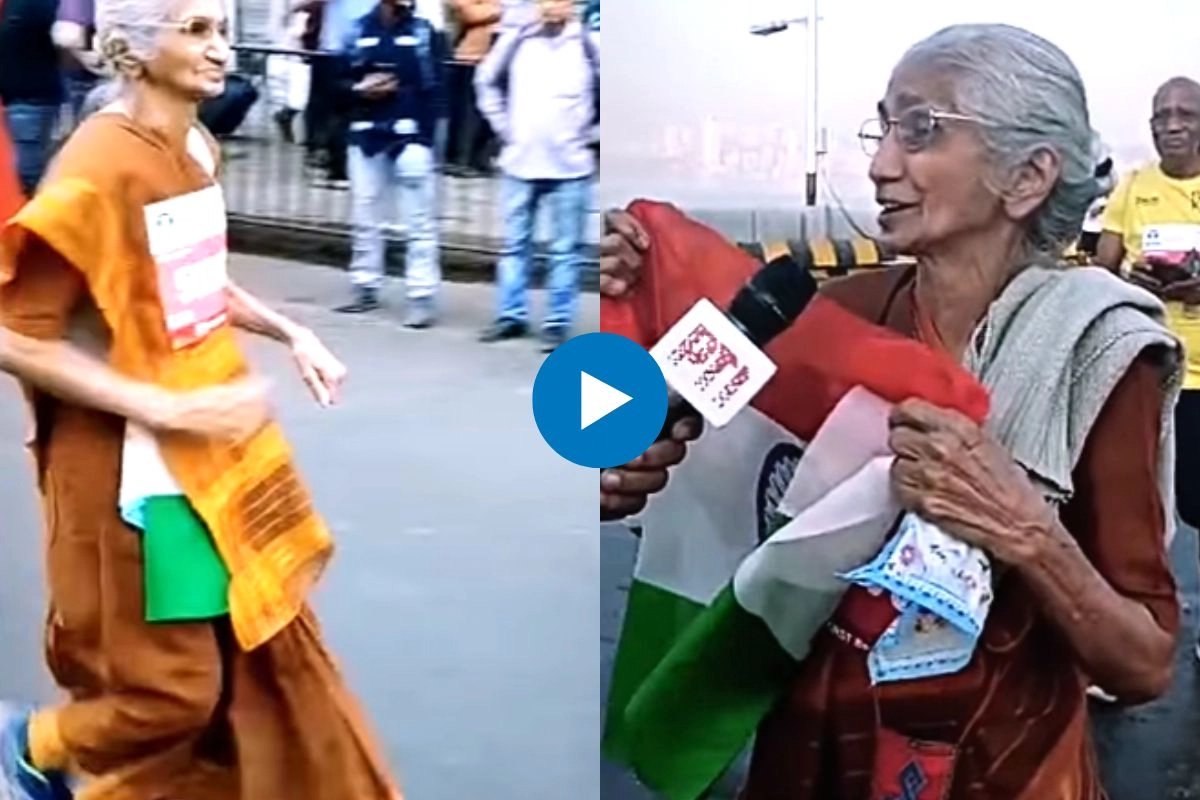 Watch: 80-Year-Old Woman Runs Mumbai Marathon In Saree, Sets