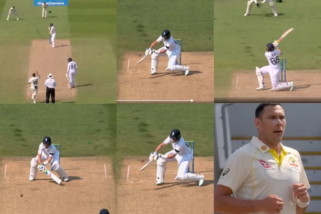 Watch the Cricket Viral Video where Joe Root reverse sweep Steve Boland for a six in the first test match of Ashes 2023