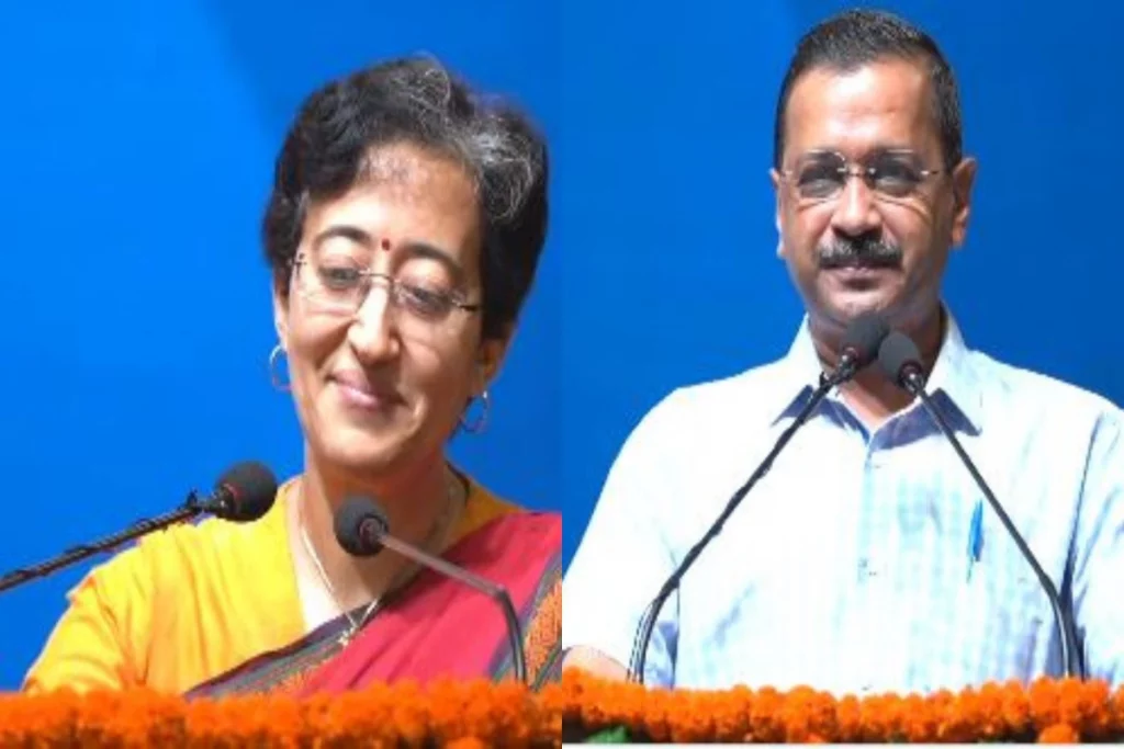 Delhi CM Arvind Kejriwal and education minister Atishi Singh spoke at the finals of Delhi Robotics league