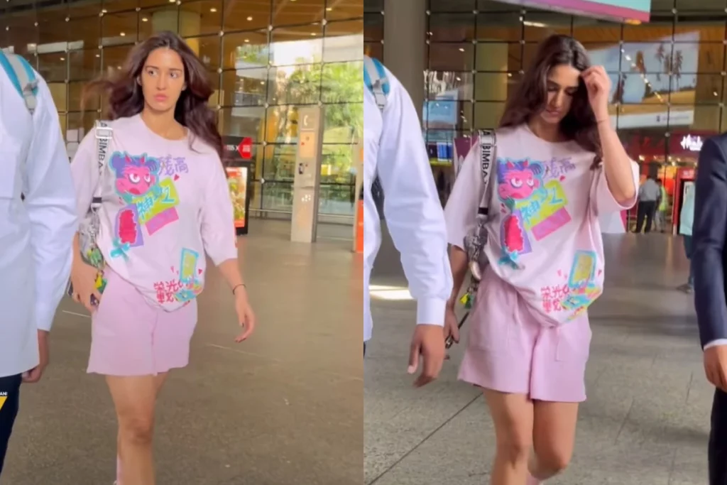 Disha Patani's turns into a glamorous real-life Barbie in a pink top and shorts at the Airport, Watch Video