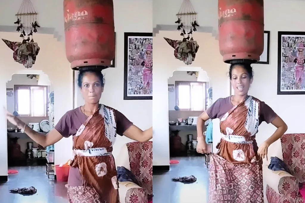 Viral Video: Unbelievable Control! Woman dances with a Gas Cylinder on her head; WATCH